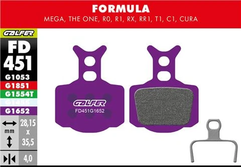 GALFER BIKE Pastiglie Formula - Mega, The One, R0, R1, RX, RR1, T1, C1, Cura